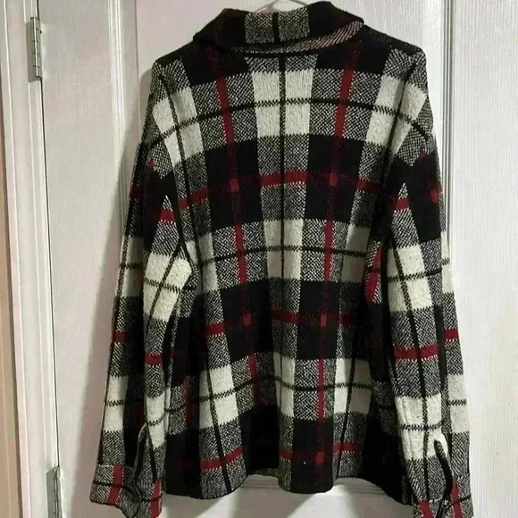 Rachel Zoe knit plaid shacket sweater L - Picture 6 of 7